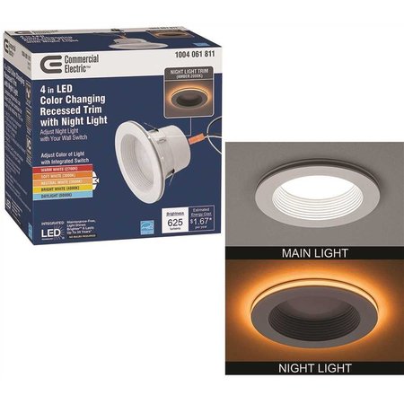 COMMERCIAL ELECTRIC 4 in. Color Selectable CCT LED Recessed Light Trim with Night Light Feature 625 Lumens Dimmable 53805101